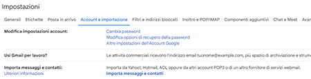 impostazioni mail